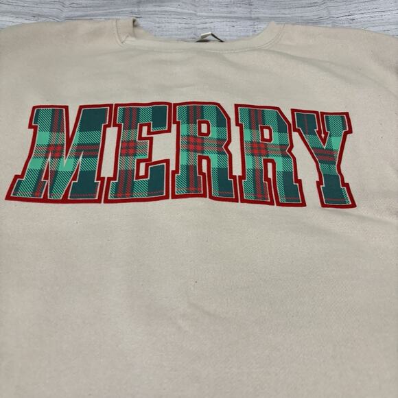 State of Mine Womens Size XXL Pullover Warm Holiday Sweatshirt Merry Print - Picture 4 of 9